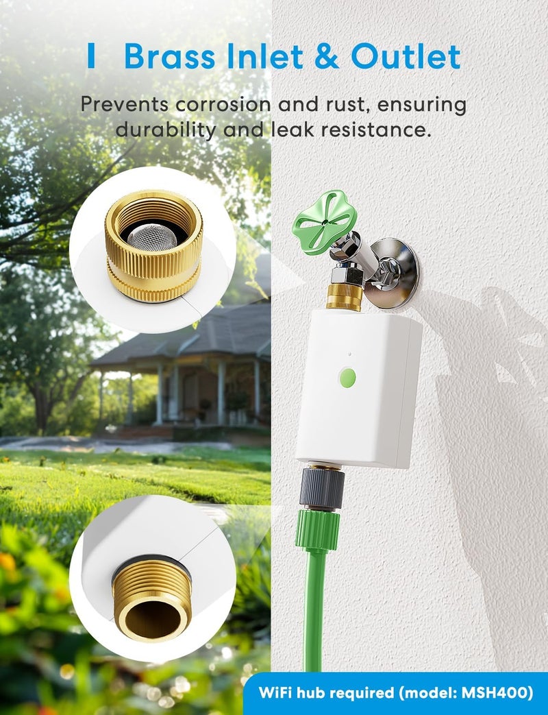 meross WiFi Water Hose Timer, Smart Sprinkler Timer with Brass Inlet & Outet, Work with Apple Homekit, Alexa & Google Assistant, Water Valve for Lawn, Garden, Yard and Pool, WiFi Hub Required - Image 2